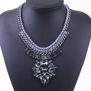 Vintage, Victorian, Goth Alloy Rhinestone Black, Lavender Velvet Cord Necklace